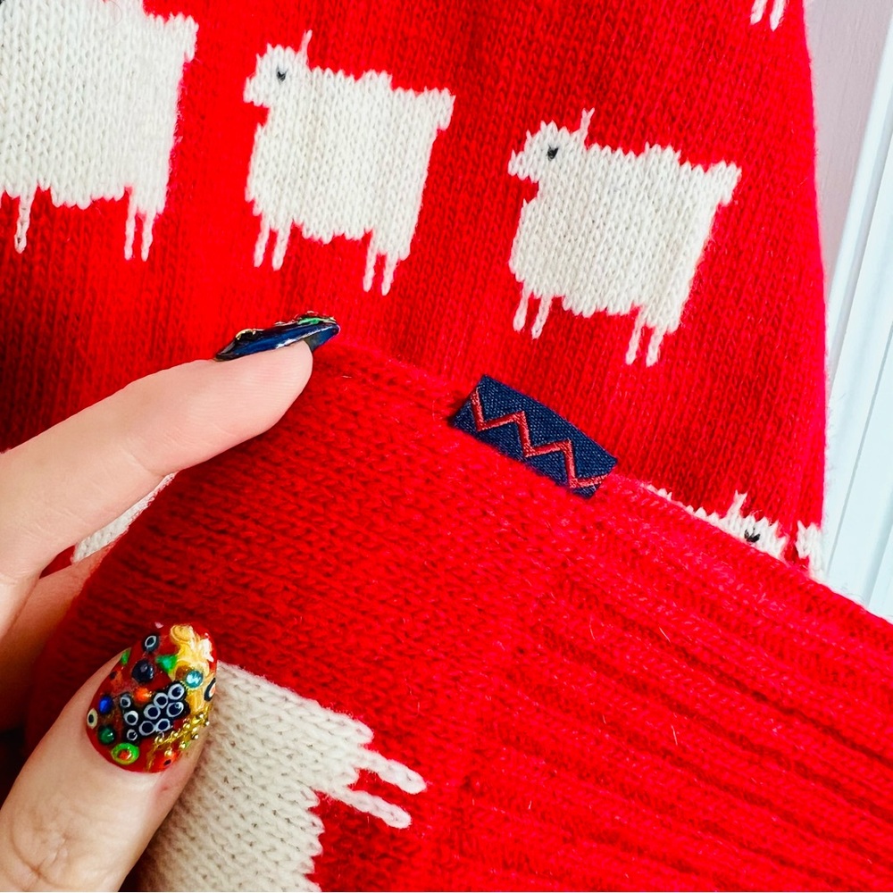 Rowing Blazers Black Sheep Sweater Diana Iconic Red White Wool Knit Pullover M - Picture 10 of 16